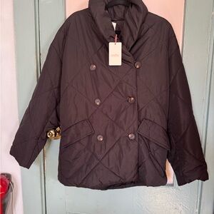 Entro Black Double-Breasted Puffer Jacket